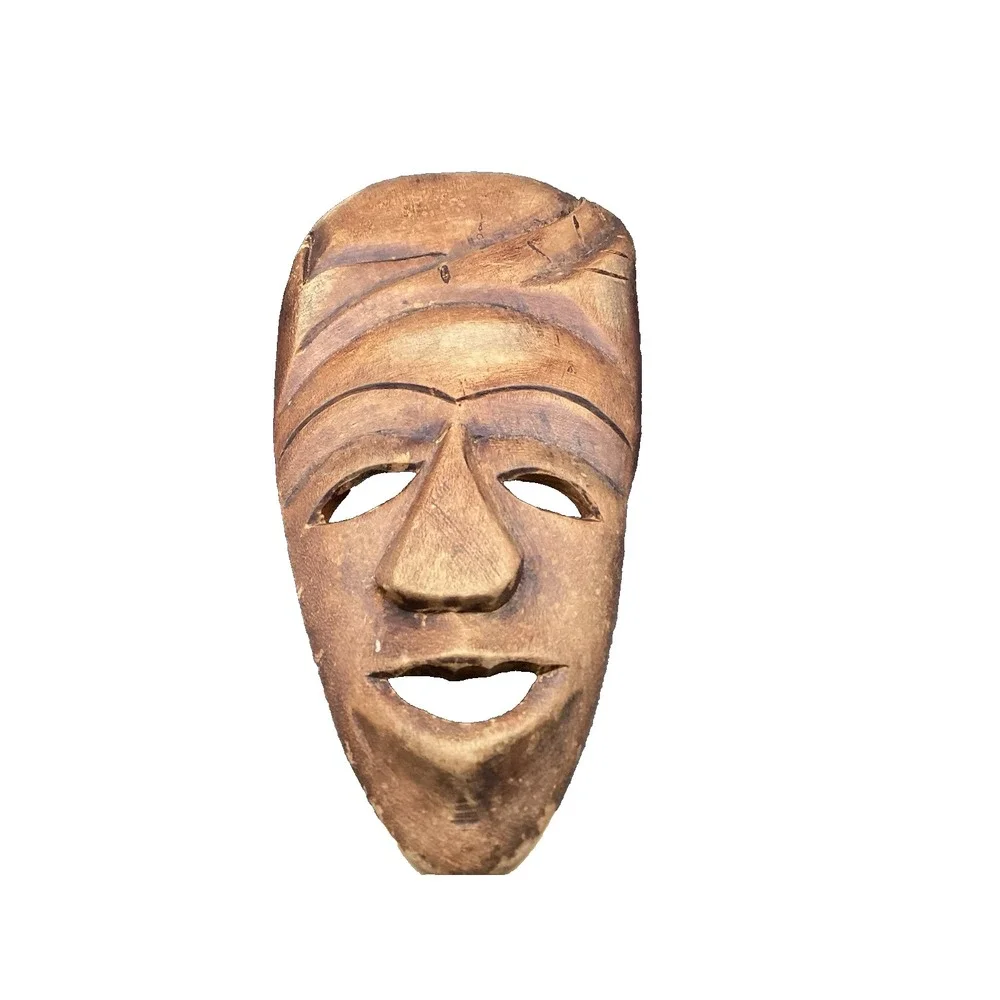 Vintage Mask Wall Hanging Hand Carved Wooden‎ African Folk Art 11.5